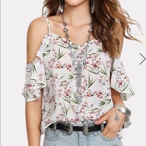 Floral Cold Shoulder Flounce Top